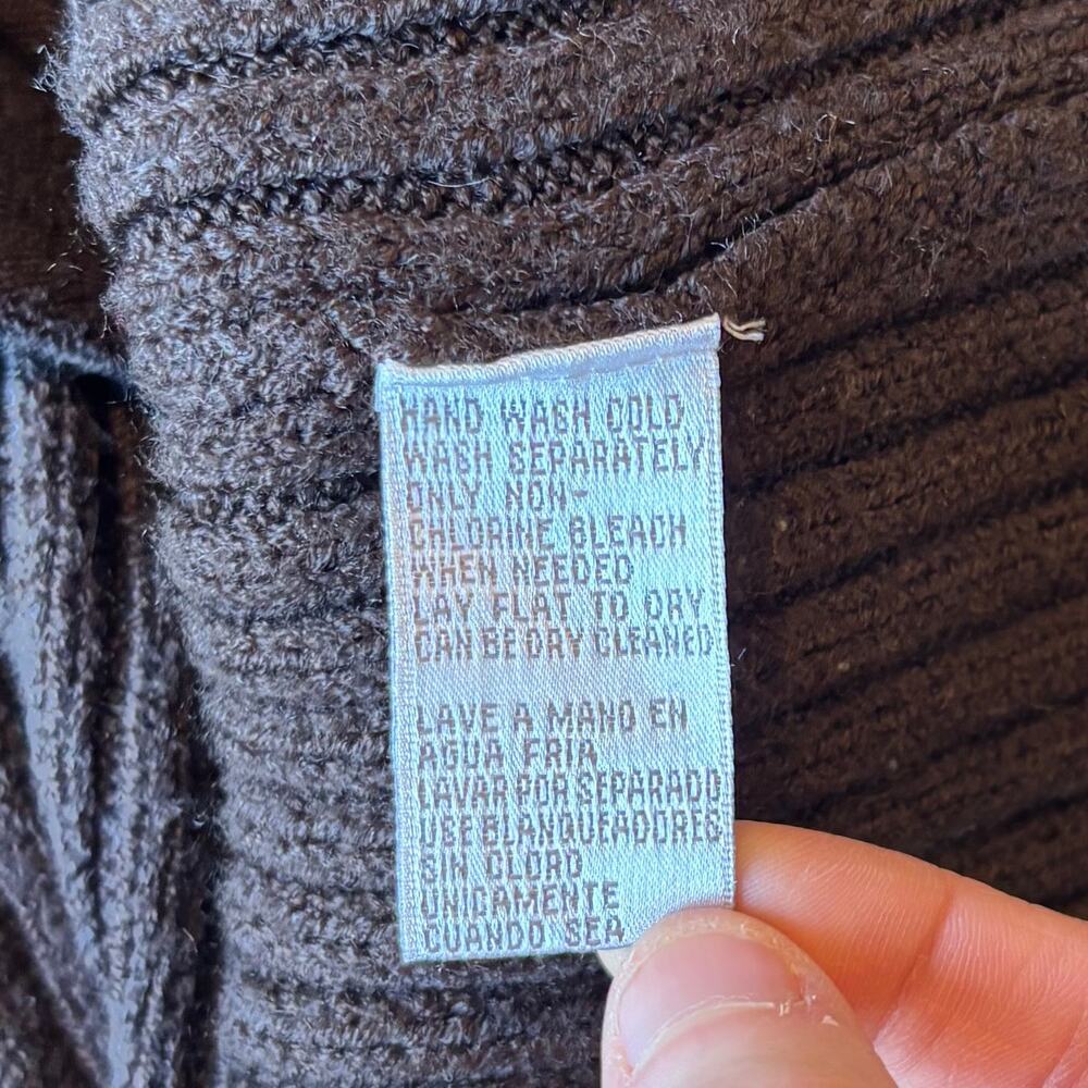 VTG Y2K Jones New York Heavy Long Cardigan Sweater Duster Brown Womens Large - Picture 5 of 7